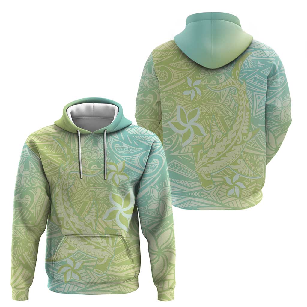 Baby Green Gradient Polynesia Zip Hoodie Hawaiian Tribal Hammerhead Shark Tattoo