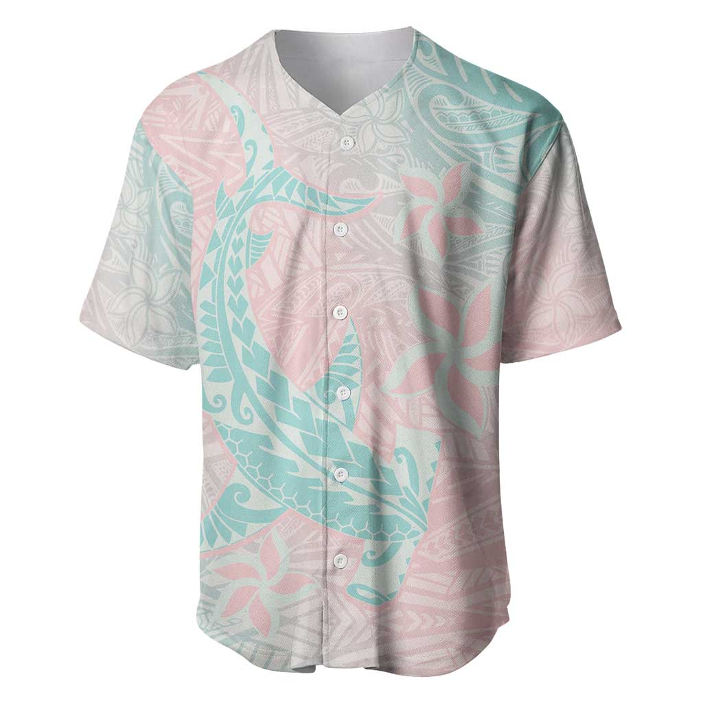 Baby Pink Gradient Polynesia Baseball Jersey Hawaiian Tribal Hammerhead Shark Tattoo