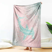 Baby Pink Gradient Polynesia Blanket Hawaiian Tribal Hammerhead Shark Tattoo LT14 - Polynesian Pride