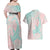 Baby Pink Gradient Polynesia Couples Matching Off Shoulder Maxi Dress and Hawaiian Shirt Hawaiian Tribal Hammerhead Shark Tattoo