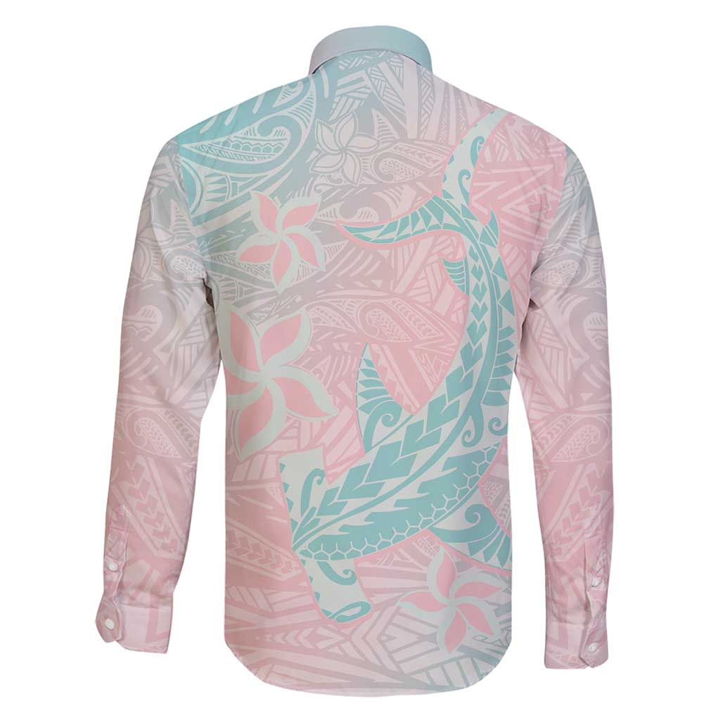 Baby Pink Gradient Polynesia Family Matching Off Shoulder Maxi Dress and Hawaiian Shirt Hawaiian Tribal Hammerhead Shark Tattoo