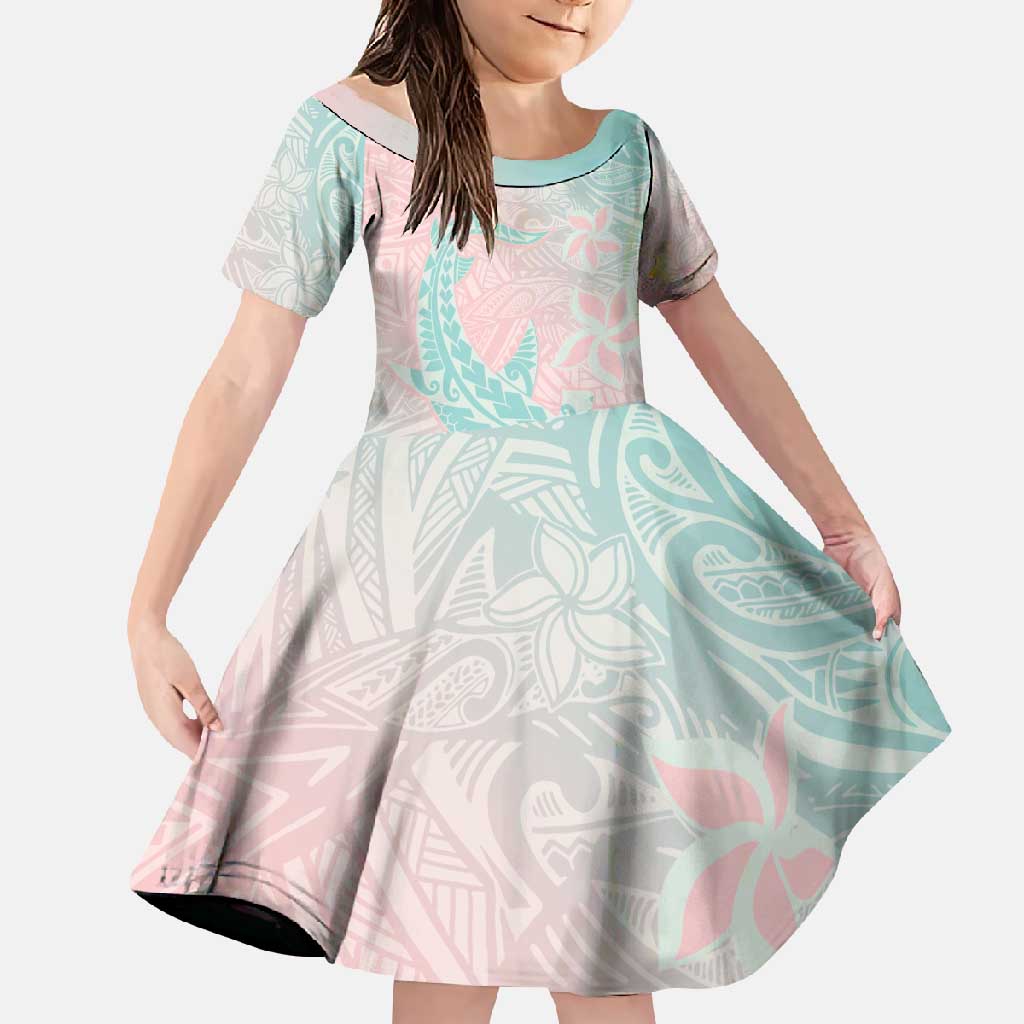 Baby Pink Gradient Polynesia Family Matching Tank Maxi Dress and Hawaiian Shirt Hawaiian Tribal Hammerhead Shark Tattoo