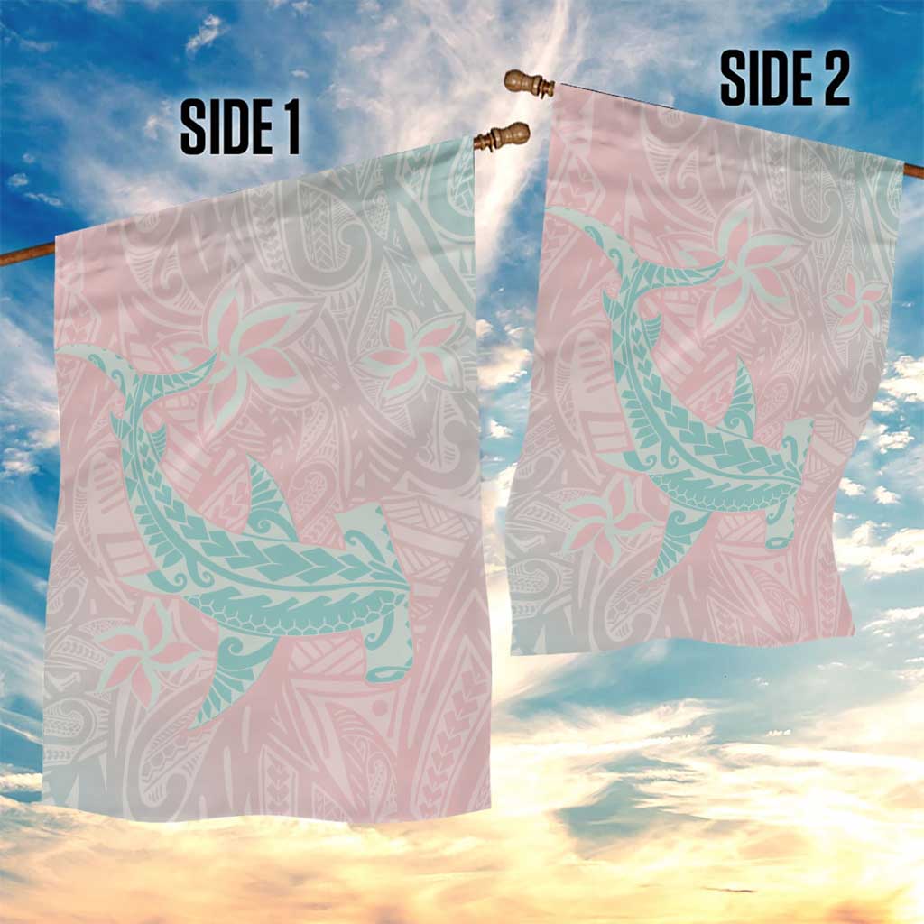 Baby Pink Gradient Polynesia Garden Flag Hawaiian Tribal Hammerhead Shark Tattoo LT14 - Polynesian Pride