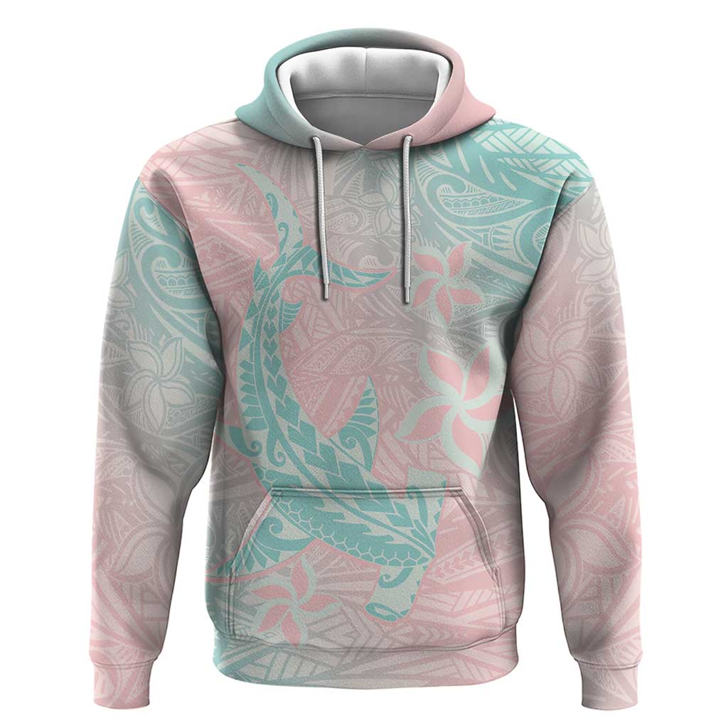 Baby Pink Gradient Polynesia Hoodie Hawaiian Tribal Hammerhead Shark Tattoo