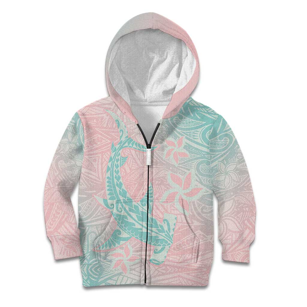 Baby Pink Gradient Polynesia Kid Hoodie Hawaiian Tribal Hammerhead Shark Tattoo