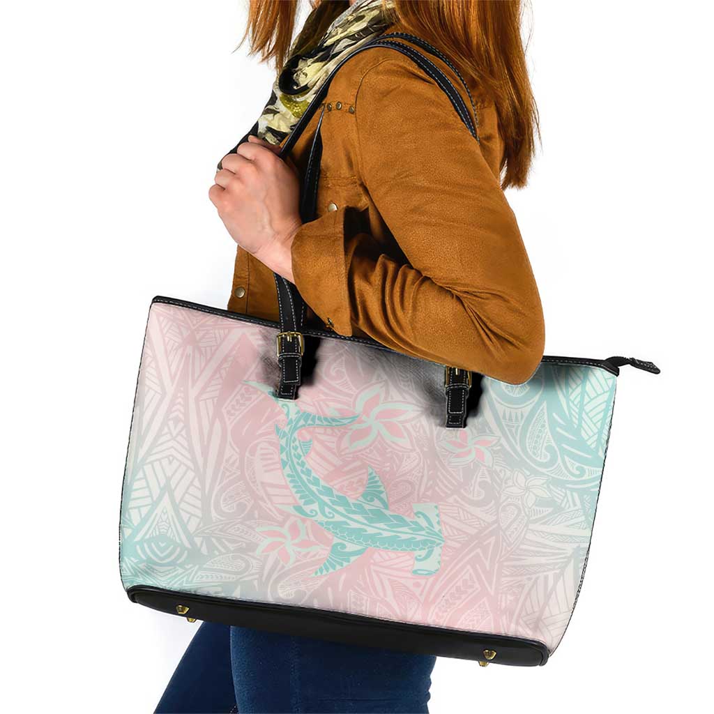Baby Pink Gradient Polynesia Leather Tote Bag Hawaiian Tribal Hammerhead Shark Tattoo LT14 Baby Pink - Polynesian Pride