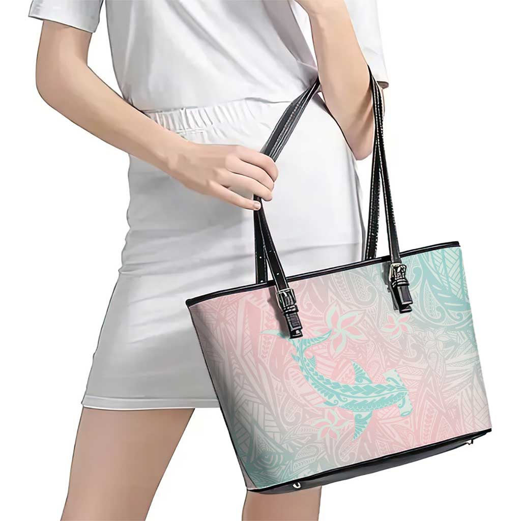 Baby Pink Gradient Polynesia Leather Tote Bag Hawaiian Tribal Hammerhead Shark Tattoo LT14 - Polynesian Pride