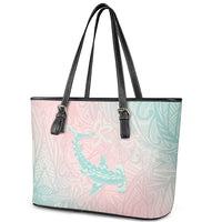 Baby Pink Gradient Polynesia Leather Tote Bag Hawaiian Tribal Hammerhead Shark Tattoo LT14 - Polynesian Pride
