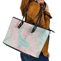Baby Pink Gradient Polynesia Leather Tote Bag Hawaiian Tribal Hammerhead Shark Tattoo LT14 - Polynesian Pride