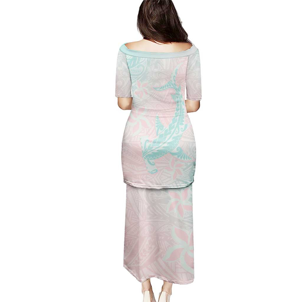 Baby Pink Gradient Polynesia Puletasi Hawaiian Tribal Hammerhead Shark Tattoo LT14 - Polynesian Pride