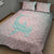 Baby Pink Gradient Polynesia Quilt Bed Set Hawaiian Tribal Hammerhead Shark Tattoo