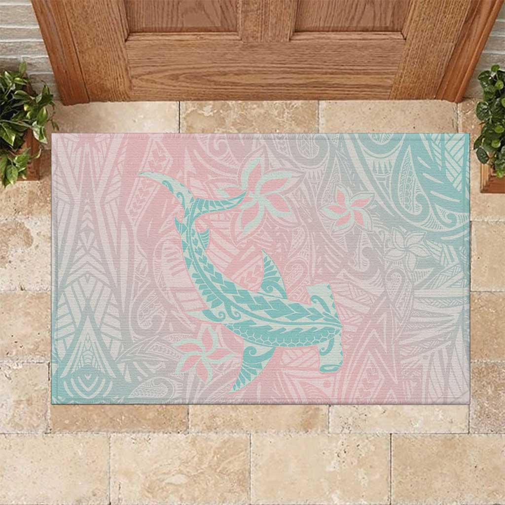 Baby Pink Gradient Polynesia Rubber Doormat Hawaiian Tribal Hammerhead Shark Tattoo LT14 Baby Pink - Polynesian Pride