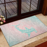 Baby Pink Gradient Polynesia Rubber Doormat Hawaiian Tribal Hammerhead Shark Tattoo LT14 - Polynesian Pride