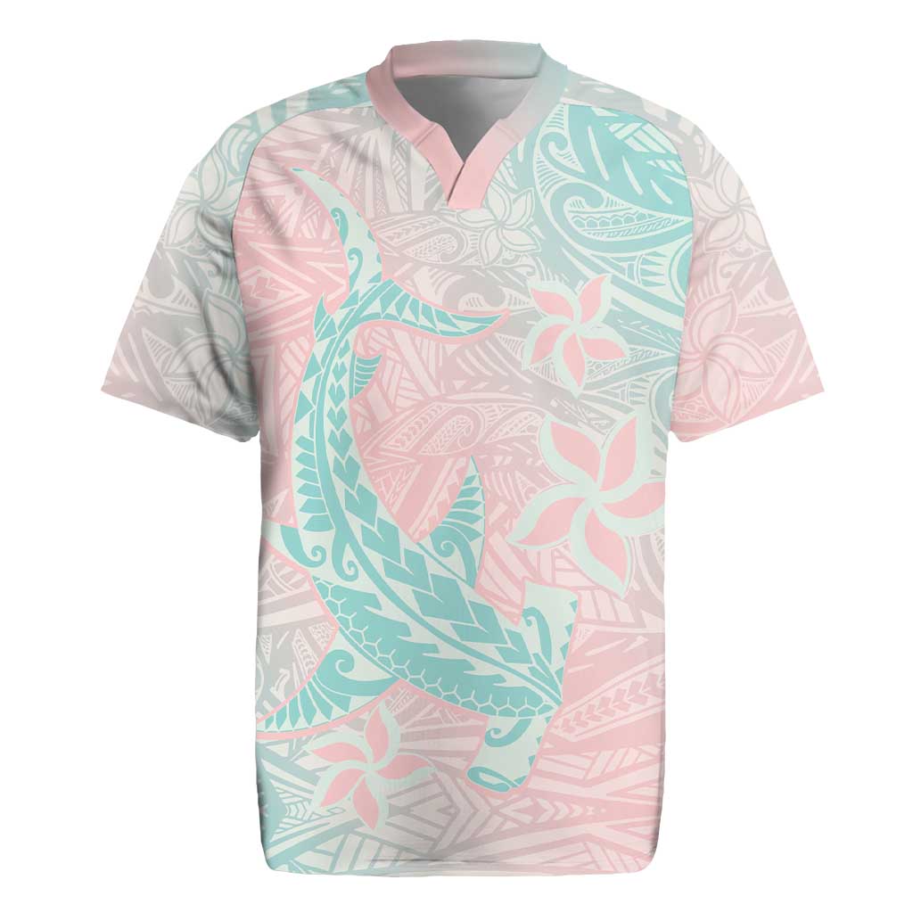 Baby Pink Gradient Polynesia Rugby Jersey Hawaiian Tribal Hammerhead Shark Tattoo LT14 Baby Pink - Polynesian Pride