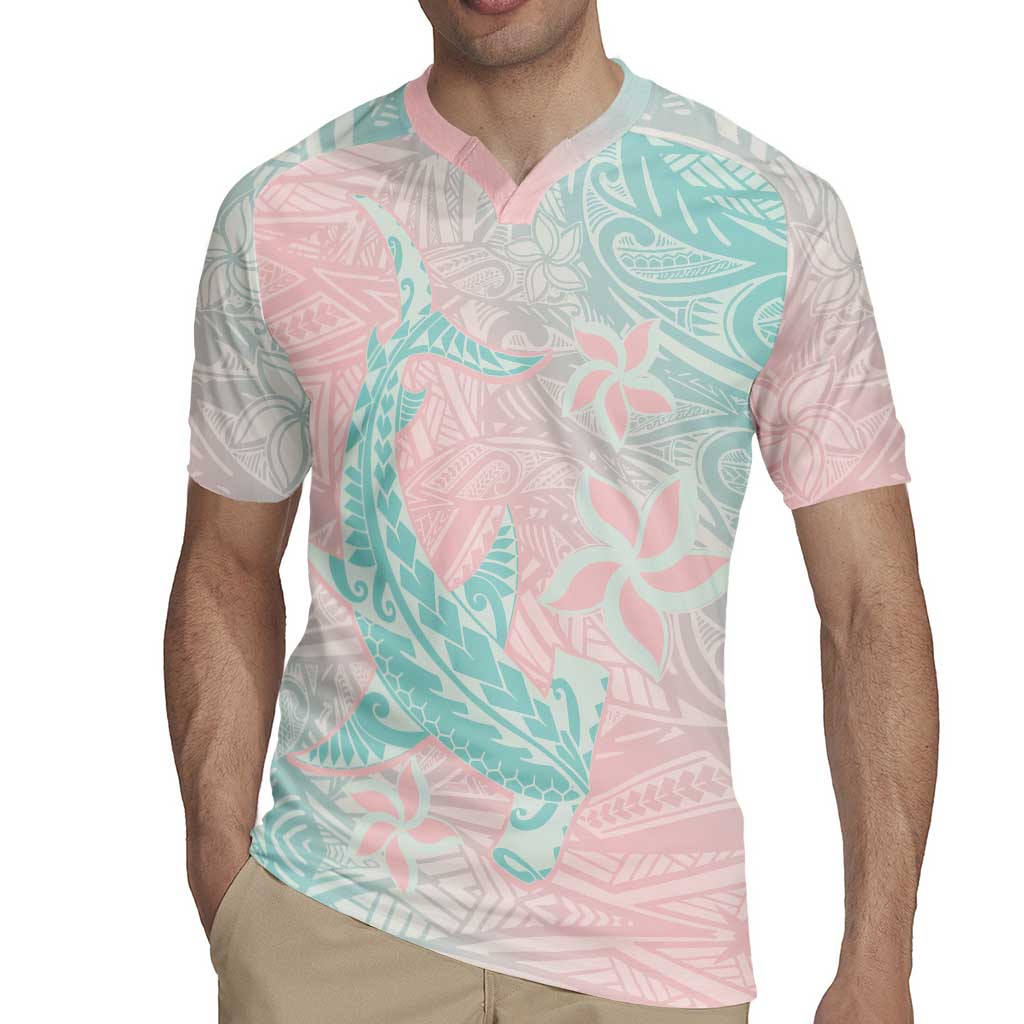 Baby Pink Gradient Polynesia Rugby Jersey Hawaiian Tribal Hammerhead Shark Tattoo LT14 - Polynesian Pride