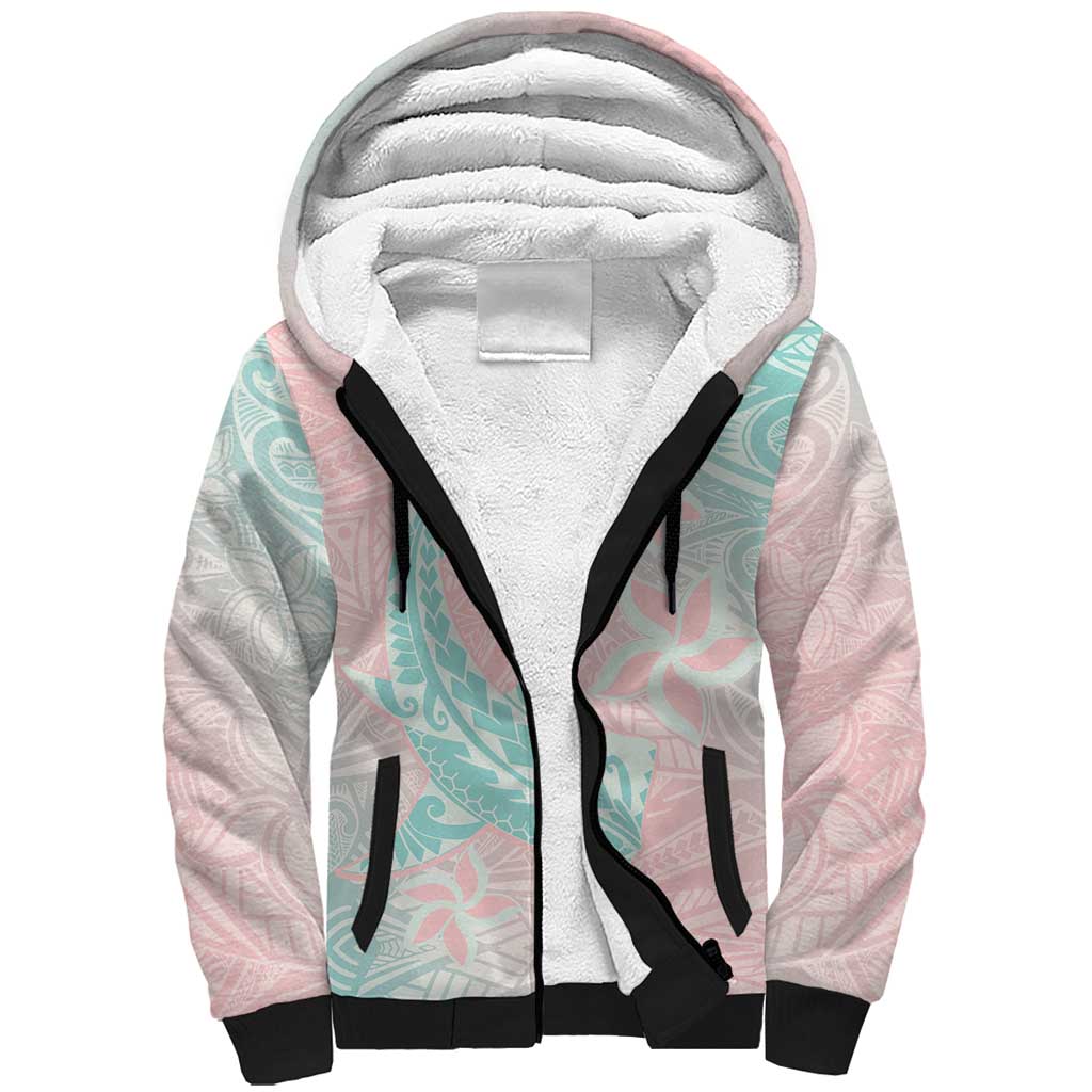 Baby Pink Gradient Polynesia Sherpa Hoodie Hawaiian Tribal Hammerhead Shark Tattoo LT14 Unisex Baby Pink - Polynesian Pride