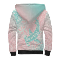 Baby Pink Gradient Polynesia Sherpa Hoodie Hawaiian Tribal Hammerhead Shark Tattoo LT14 - Polynesian Pride