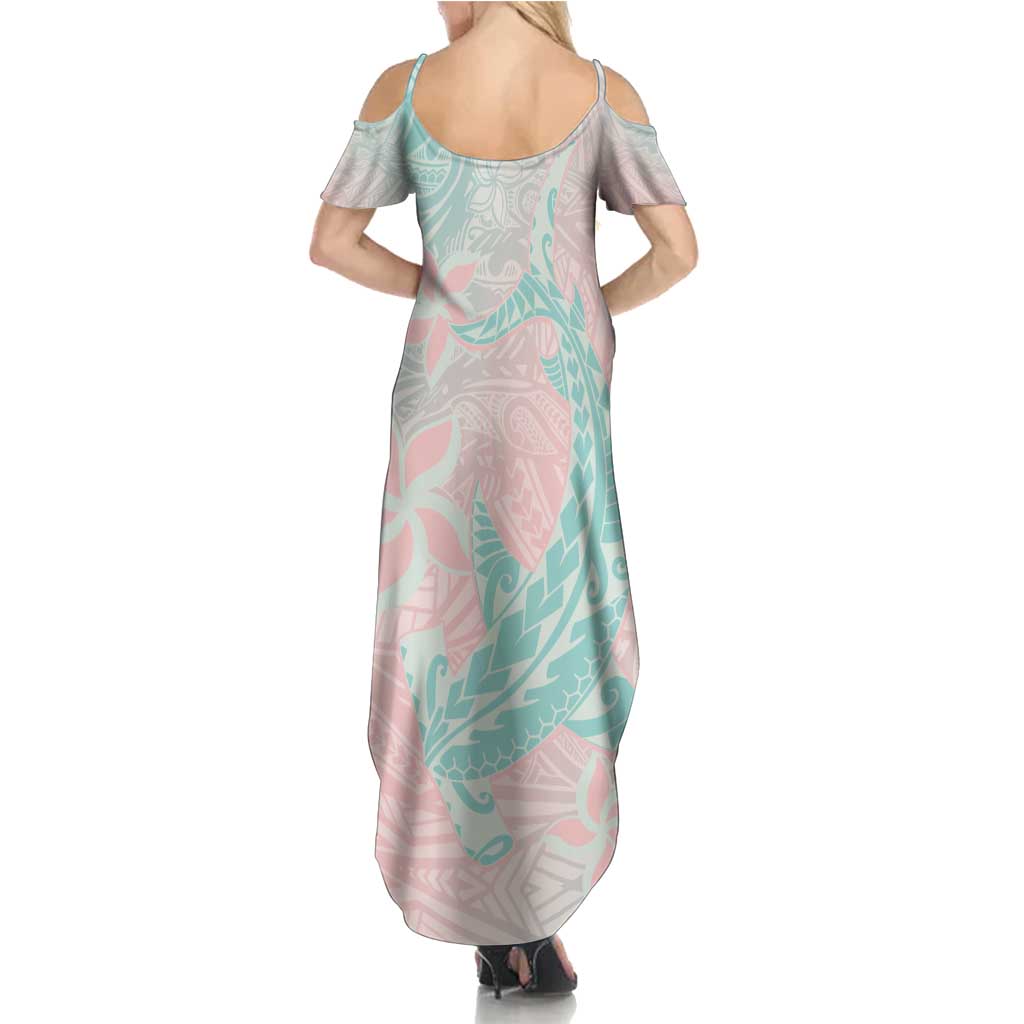 Baby Pink Gradient Polynesia Summer Maxi Dress Hawaiian Tribal Hammerhead Shark Tattoo LT14 - Polynesian Pride