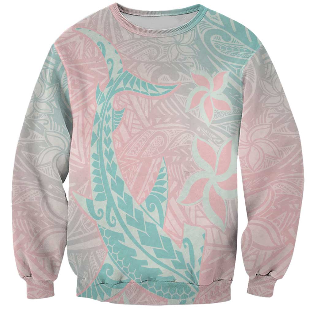 Baby Pink Gradient Polynesia Sweatshirt Hawaiian Tribal Hammerhead Shark Tattoo LT14 Unisex Baby Pink - Polynesian Pride