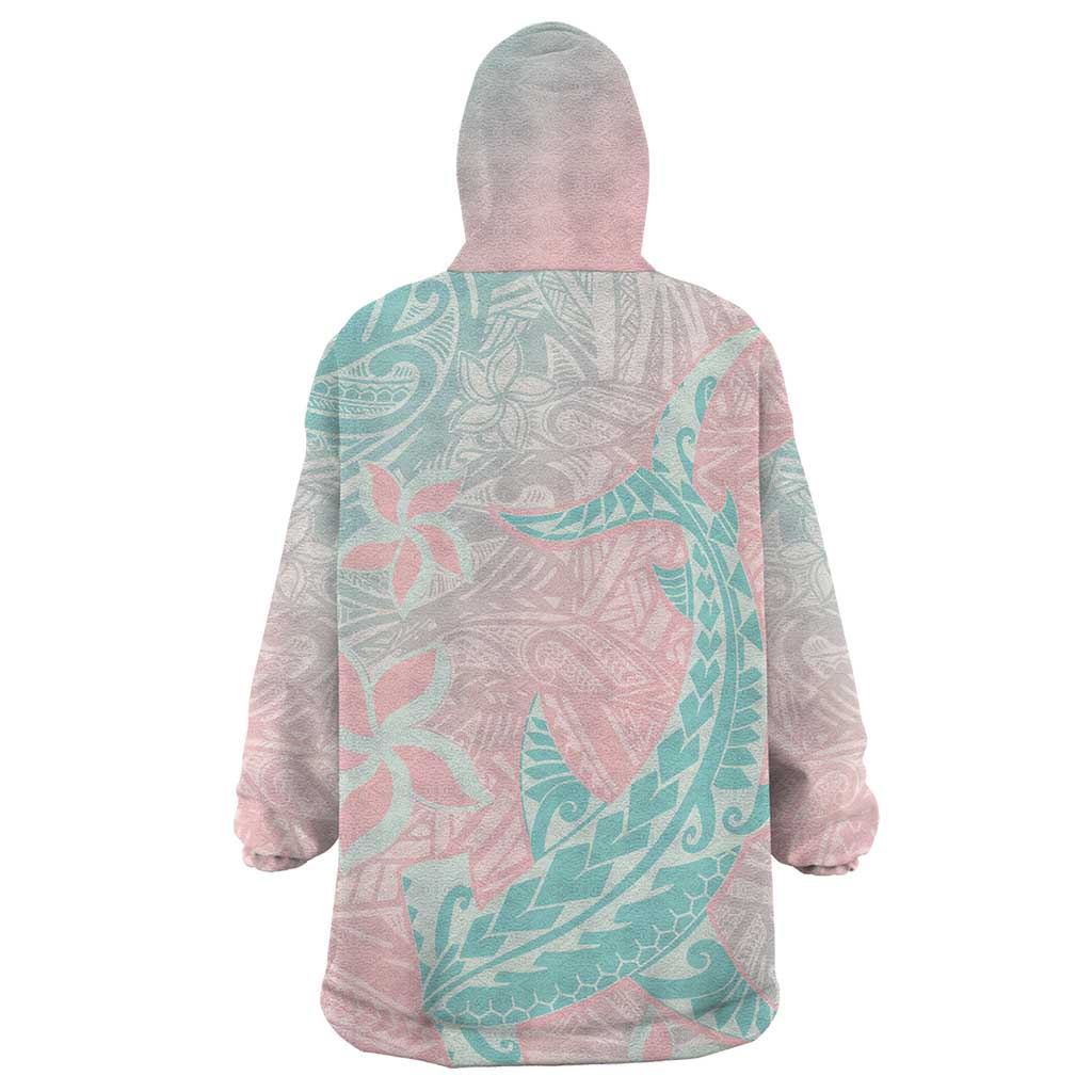 Baby Pink Gradient Polynesia Wearable Blanket Hoodie Hawaiian Tribal Hammerhead Shark Tattoo LT14 - Polynesian Pride