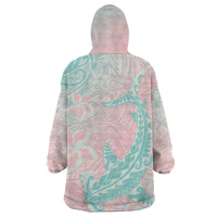 Baby Pink Gradient Polynesia Wearable Blanket Hoodie Hawaiian Tribal Hammerhead Shark Tattoo LT14 - Polynesian Pride