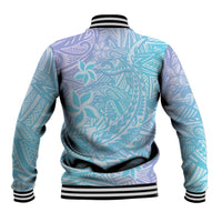 Baby Blue Gradient Polynesia Baseball Jacket Hawaiian Tribal Hammerhead Shark Tattoo LT14 - Polynesian Pride