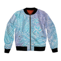 Baby Blue Gradient Polynesia Bomber Jacket Hawaiian Tribal Hammerhead Shark Tattoo
