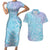 Baby Blue Gradient Polynesia Couples Matching Short Sleeve Bodycon Dress and Hawaiian Shirt Hawaiian Tribal Hammerhead Shark Tattoo