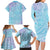 Baby Blue Gradient Polynesia Family Matching Long Sleeve Bodycon Dress and Hawaiian Shirt Hawaiian Tribal Hammerhead Shark Tattoo