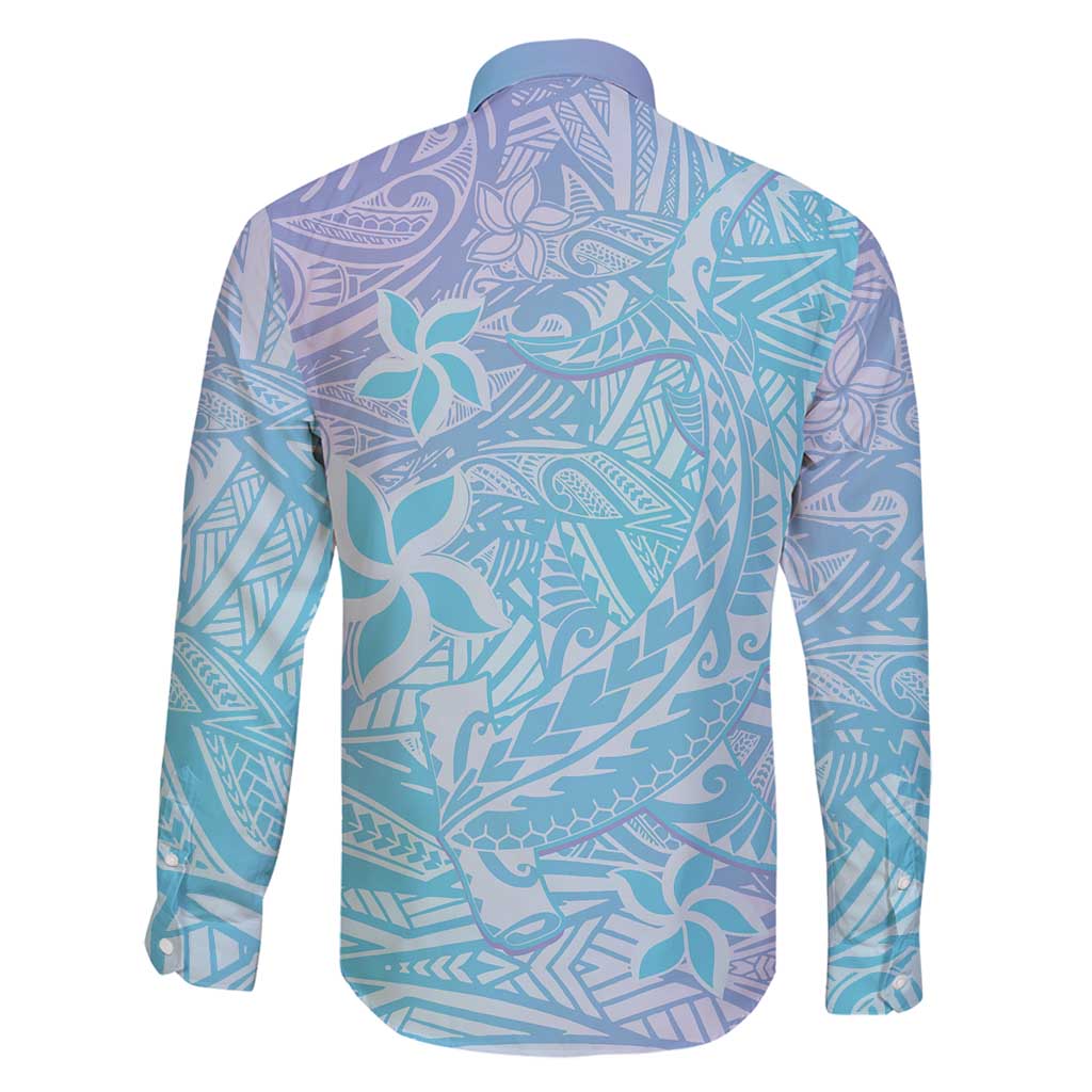 Baby Blue Gradient Polynesia Family Matching Mermaid Dress and Hawaiian Shirt Hawaiian Tribal Hammerhead Shark Tattoo