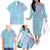 Baby Blue Gradient Polynesia Family Matching Off The Shoulder Long Sleeve Dress and Hawaiian Shirt Hawaiian Tribal Hammerhead Shark Tattoo