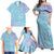 Baby Blue Gradient Polynesia Family Matching Off Shoulder Maxi Dress and Hawaiian Shirt Hawaiian Tribal Hammerhead Shark Tattoo