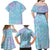 Baby Blue Gradient Polynesia Family Matching Off Shoulder Maxi Dress and Hawaiian Shirt Hawaiian Tribal Hammerhead Shark Tattoo