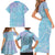 Baby Blue Gradient Polynesia Family Matching Short Sleeve Bodycon Dress and Hawaiian Shirt Hawaiian Tribal Hammerhead Shark Tattoo