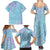 Baby Blue Gradient Polynesia Family Matching Summer Maxi Dress and Hawaiian Shirt Hawaiian Tribal Hammerhead Shark Tattoo