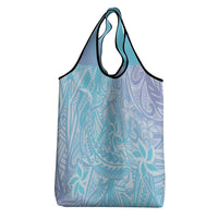 Baby Blue Gradient Polynesia Grocery Bag Hawaiian Tribal Hammerhead Shark Tattoo LT14 - Polynesian Pride