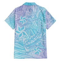 Baby Blue Gradient Polynesia Hawaiian Shirt Hawaiian Tribal Hammerhead Shark Tattoo LT14 - Polynesian Pride