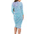 Baby Blue Gradient Polynesia Long Sleeve Bodycon Dress Hawaiian Tribal Hammerhead Shark Tattoo