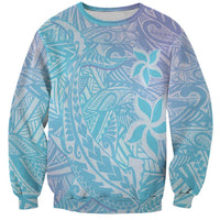 Baby Blue Gradient Polynesia Sweatshirt Hawaiian Tribal Hammerhead Shark Tattoo LT14 Unisex Baby Blue - Polynesian Pride