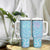 Baby Blue Gradient Polynesia Tumbler With Handle Hawaiian Tribal Hammerhead Shark Tattoo