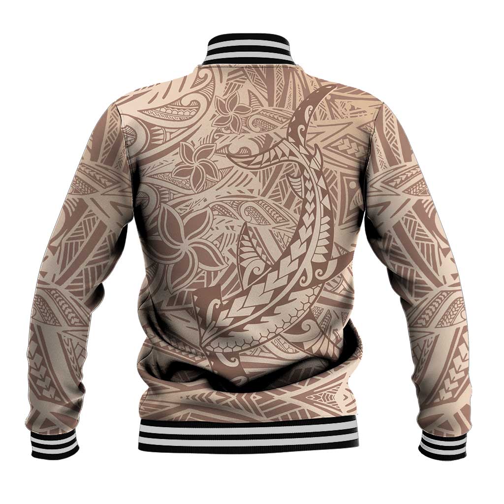 Pastel Brown Polynesia Baseball Jacket Hawaiian Tribal Hammerhead Shark Tattoo LT14 - Polynesian Pride
