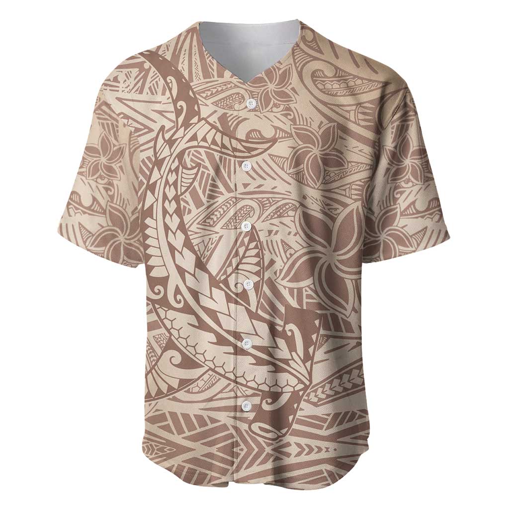 Pink Gradient Polynesia Baseball Jersey Hawaiian Tribal Hammerhead Shark Tattoo