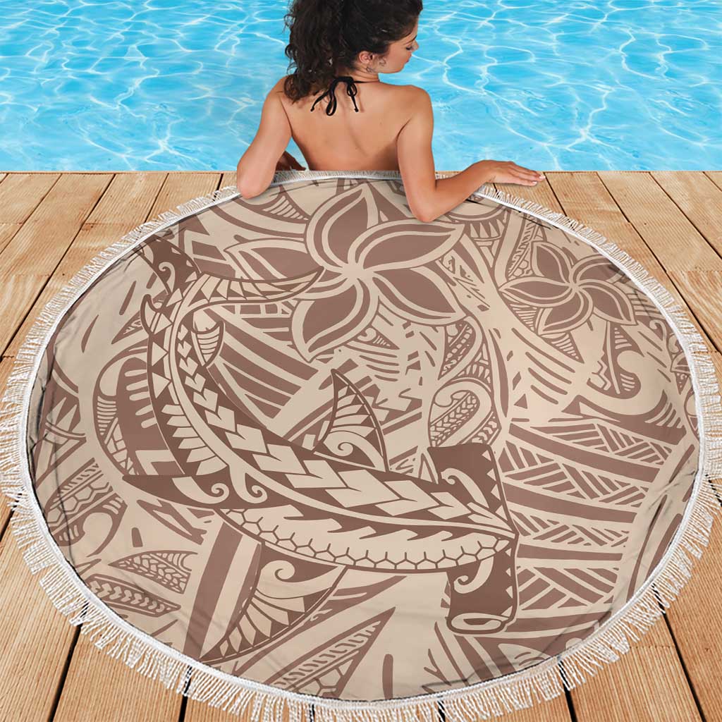 Pastel Brown Polynesia Beach Blanket Hawaiian Tribal Hammerhead Shark Tattoo LT14 - Polynesian Pride