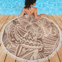Pastel Brown Polynesia Beach Blanket Hawaiian Tribal Hammerhead Shark Tattoo LT14 - Polynesian Pride