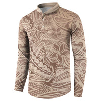 Pink Gradient Polynesia Button Sweatshirt Hawaiian Tribal Hammerhead Shark Tattoo