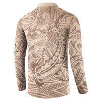 Pink Gradient Polynesia Button Sweatshirt Hawaiian Tribal Hammerhead Shark Tattoo