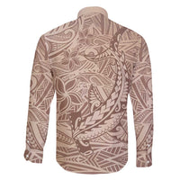 Pastel Brown Polynesia Family Matching Mermaid Dress and Hawaiian Shirt Hawaiian Tribal Hammerhead Shark Tattoo LT14 - Polynesian Pride