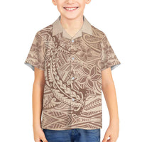 Pink Gradient Polynesia Family Matching Short Sleeve Bodycon Dress and Hawaiian Shirt Hawaiian Tribal Hammerhead Shark Tattoo