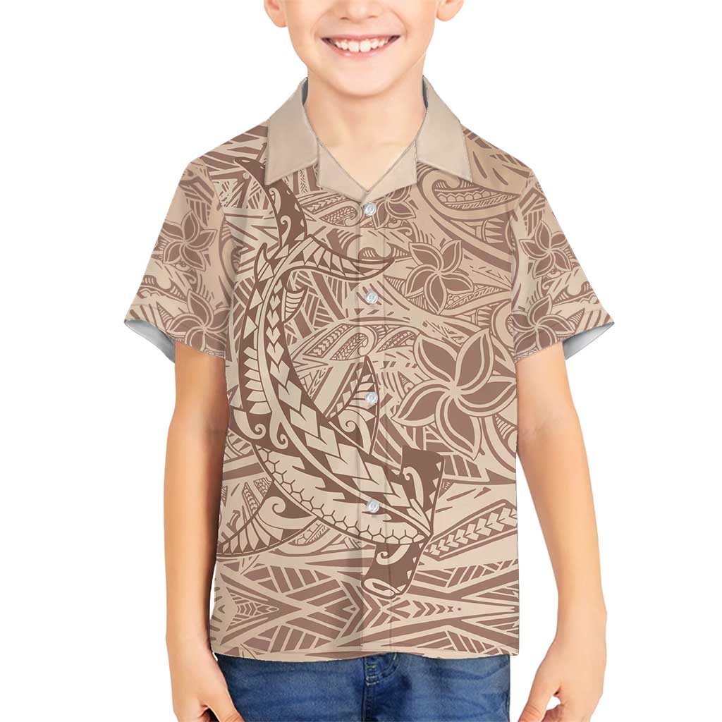 Pastel Brown Polynesia Family Matching Tank Maxi Dress and Hawaiian Shirt Hawaiian Tribal Hammerhead Shark Tattoo LT14 Son's Shirt Pastel Brown - Polynesian Pride