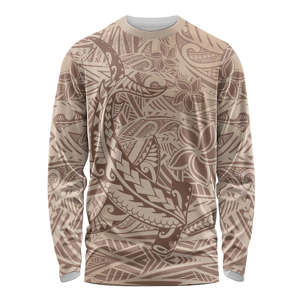 Pink Gradient Polynesia Long Sleeve Shirt Hawaiian Tribal Hammerhead Shark Tattoo